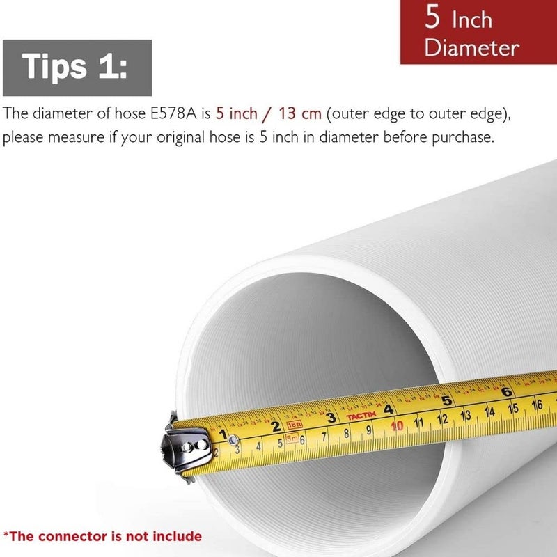 TURBRO Portable Air Conditioner Universal Exhaust Hose - 5 Inch Diameter, 78 Inch Length, Anti-Clockwise Thread - Image 3